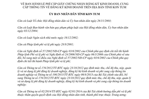 Quyết định 40/2014/QĐ-UBND thông tin, lệ phí cấp giấy chứng nhận đăng ký kinh doanh Kon Tum