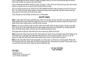 Quyết định 6409/QĐ-BCT 2014 cơ quan kiểm tra cấp Giấy chứng nhận tập huấn an toàn thực phẩm