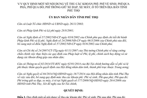 Quyết định 07/2014/QĐ-UBND khoản phí vệ sinh qua phà qua đò trông giữ xe đạp xe máy ôtô Phú Thọ