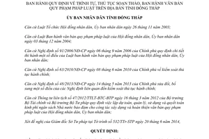Quyết định 11/2014/QĐ-UBND trình tự thủ tục soạn thảo ban hành văn bản pháp luật Đồng Tháp