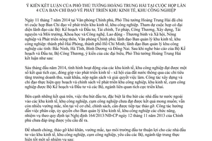 Thông báo 279/TB-VPCP 2014 kết luận Phó Thủ tướng phát triển khu kinh tế khu công nghiệp