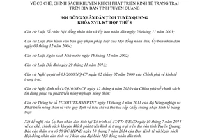 Nghị quyết 10/2014/NQ-HĐND cơ chế chính sách khuyến khích phát triển kinh tế trang trại Tuyên Quang