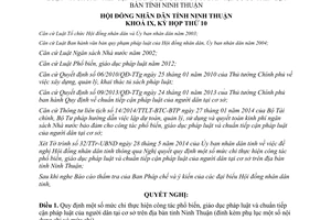 Nghị quyết 11/2014/NQ-HĐND chi phổ biến giáo dục pháp luật chuẩn tiếp cận pháp luật Ninh Thuận