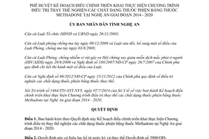 Quyết định 3401/QĐ-UBND.VX 2014 Kế hoạch điều chỉnh điều trị thay thế nghiện thuốc phiện bằng Methadone Nghệ An