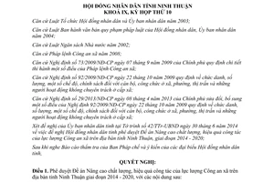 Nghị quyết 15/2014/NQ-HĐND Nâng cao chất lượng hiệu quả công tác lực lượng Công an xã Ninh Thuận 2014 2020