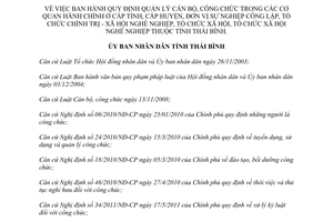 Quyết định 09/2014/QĐ-UBND quản lý cán bộ công chức cơ quan hành chính Thái Bình