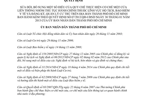 Quyết định 25/2014/QĐ-UBND sửa đổi cơ chế một cửa liên thông thủ tục hành chính Hồ Chí Minh