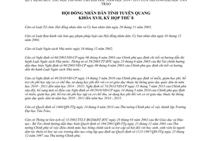 Nghị quyết 13/2014/NQ-HĐND mức thu học phí đào tạo 2014 2015 Trường Đại học Tân Trào Tuyên Quang