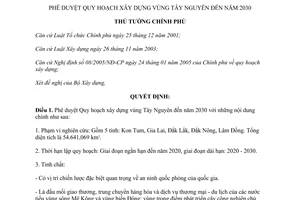 Quyết định 1194/QĐ-TTg 2014 Quy hoạch xây dựng vùng Tây Nguyên đến 2030