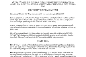 Quyết định 1143/QĐ-UBND 2014 thủ tục hành chính mới lĩnh vực Thủy sản Sở Nông nghiệp Cà Mau