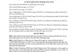 Quyết định 38/2014/QĐ-UBND giải quyết khiếu nại tố cáo Chủ tịch Ủy ban nhân dân Quảng Ngãi