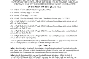 Quyết định 37/2014/QĐ-UBND tiếp công dân tiếp nhận xử lý đơn khiếu nại tố cáo tranh chấp đất đai Quảng Ngãi