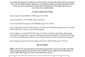 Quyết định 27/2014/QĐ-UBND bổ sung giá tính thuế tài nguyên gỗ Đắk Lắk 28/2013/QĐ-UBND