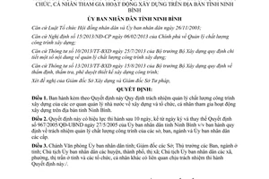 Quyết định 21/2014/QĐ-UBND trách nhiệm quản lý chất lượng công trình xây dựng Ninh Bình