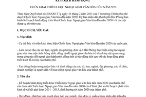 Kế hoạch 5403/KH-UBND 2014 chiến lược Ngoại giao Văn hóa đến 2020 Hải Phòng