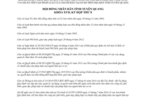 Nghị quyết 15/2014/NQ-HĐND mức chi phổ biến giáo dục pháp luật chuẩn tiếp cận pháp luật Tuyên Quang