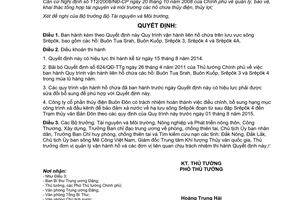 Quyết định 1201/QĐ-TTg 2014 Quy trình vận hành liên hồ chứa trên lưu vực sông Srêpôk