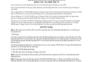 Nghị quyết số 19/2014/NQ-HĐND8 mức chi hỗ trợ cán bộ Bộ phận tiếp nhận hồ sơ trả kết quả Bình Dương