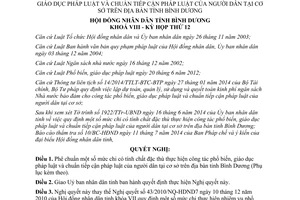 Nghị quyết 23/2014/NQ-HĐND8 mức chi phổ biến giáo dục pháp luật chuẩn tiếp cận pháp luật Bình Dương