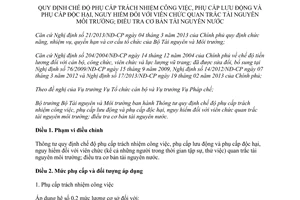 Thông tư 41/2014/TT-BTNMT phụ cấp trách nhiệm độc hại nguy hiểm quan trắc tài nguyên môi trường