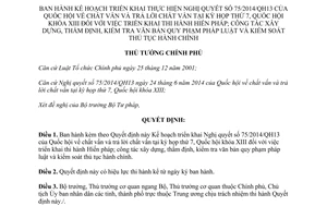 Quyết định 1246/QĐ-TTg 2014 Kế hoạch thực hiện 75/2014/QH13 chất vấn thi hành Hiến pháp