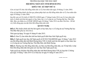 Nghị quyết 18/2014/NQ-HĐND8 thu hút người có học hàm học vị Trường Đại học Thủ Dầu Một Bình Dương