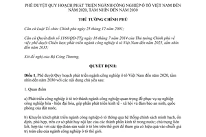 Quyết định 1211/QĐ-TTg 2014 Quy hoạch phát triển ngành công nghiệp ô tô Việt Nam đến 2020
