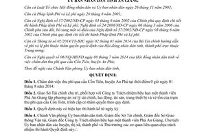 Quyết định 1165/QĐ-UBND 2014 chấm dứt thu phí qua cầu Cồn Tiên An Giang