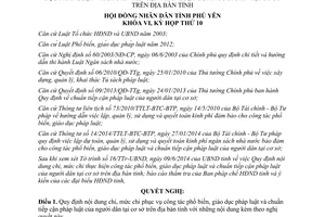 Nghị quyết 107/2014/NQ-HĐND mức chi giáo dục pháp luật chuẩn tiếp cận pháp luật Phú Yên