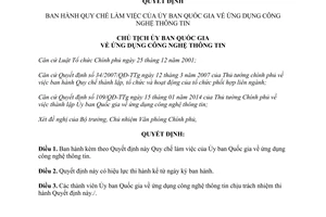 Quyết định 49/QĐ-ƯDCNTT 2014 Quy chế làm việc Ủy ban Quốc gia ứng dụng công nghệ thông tin