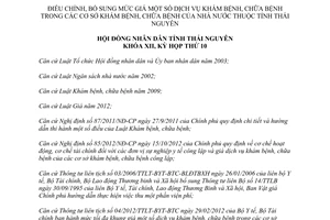 Nghị quyết 50/2014/NQ-HĐND điều chỉnh giá dịch vụ khám chữa bệnh Nhà nước Thái Nguyên