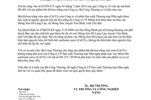 Công văn 6156/BCT-CNNg 2014 xác định mã SH bột đá hoa trắng