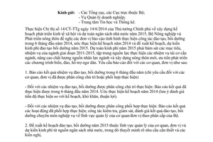 Công văn 5314/BNN-TCCB đào tạo bồi dưỡng 6 tháng đầu 2014 kế hoạch 2015