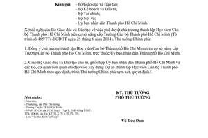 Công văn 1136/TTg-KGVX 2014 phê duyệt chủ trương thành lập Học viện Cán bộ Hồ Chí Minh