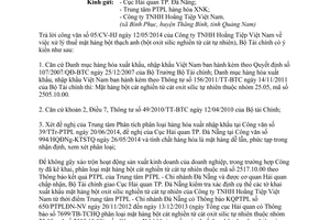Công văn 9245/BTC-TCHQ 2014 xử lý thuế mặt hàng bột cát nghiền