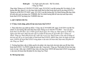 Công văn 9489/BTC-KBNN 2014 hướng dẫn kế toán dự toán hoàn thuế giá trị gia tăng 150/2013/TT-BTC