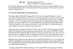Công văn 9508/BTC-CST 2014 chính sách thuế xăng sinh học E5