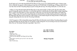 Công văn 1196/TTg-KTN 2014 thực hiện mô hình Văn phòng đăng ký quyền sử dụng đất một cấp