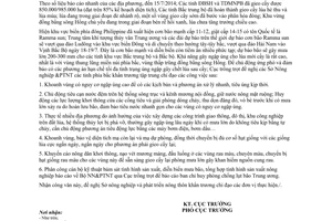 Công văn 1201/TT-CLT chỉ đạo sản xuất vụ Hè Thu vụ Mùa 2014 ứng phó bão số 2