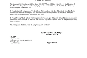 Công văn 5383/VPCP-KTN điều chỉnh Chương trình công tác 2014