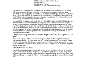 Công văn 468/SXD-GĐ&QLCL 2014 hướng dẫn nghiệm thu đưa công trình vào đầu tư xây dựng Lai Châu