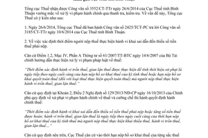 Công văn 2745/TCT-PC 2014 xử phạt vi phạm hành chính thuế