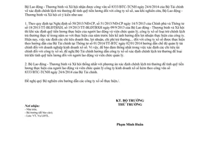 Công văn 2576/LĐTBXH-LĐTL 2014 xác định chênh lệch trả thưởng công ty xổ số