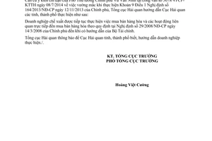 Công văn 9089/TCHQ-GSQL năm 2014 mua bán hàng hóa của doanh nghiệp chế xuất