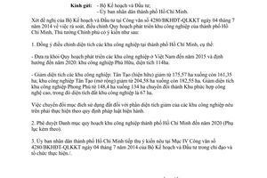 Công văn 1300/TTg-KTN 2014 điều chỉnh Quy hoạch phát triển các khu công nghiệp Hồ Chí Minh