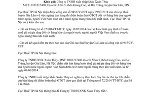 Công văn 36236/CT-KK&KTT 2014 chấm dứt bán hàng hoàn thuế giá trị gia tăng doanh nghiệp Hà Nội