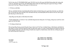 Công văn 9224/TCHQ-GSQL 2014 thủ tục xuất khẩu nguyên liệu bán thành phẩm bảo hành khách hàng nước ngoài