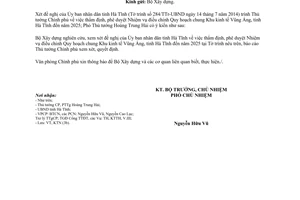 Công văn 5617/VPCP-KTN 2014 điều chỉnh Quy hoạch chung Khu Kinh tế Vũng Áng Hà Tĩnh đến 2025