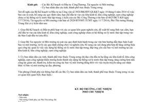 Công văn 5733/VPCP-KTN 2014 cấm hạn chế đầu tư khu kinh tế khu công nghiệp chưa có hệ thống xử lý nước thải