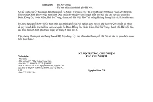 Công văn 5742/VPCP-KTN 2014 Quy chuẩn kỹ thuật quy hoạch kiến trúc Hà Nội